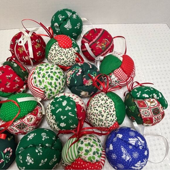 Festive Unique Handcrafted Patchwork Christmas Ornaments 3 Inches Set of 19 - Picture 5 of 6